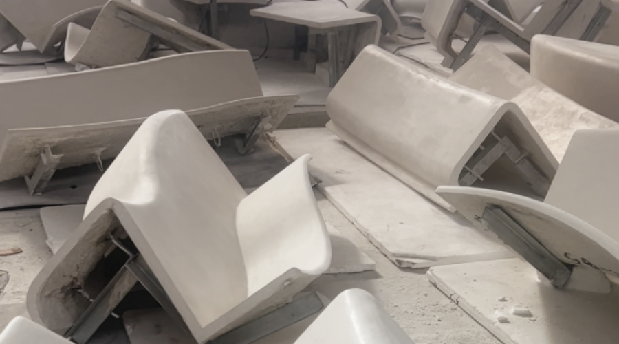 武漢商場水磨石GRC坐凳造型工程